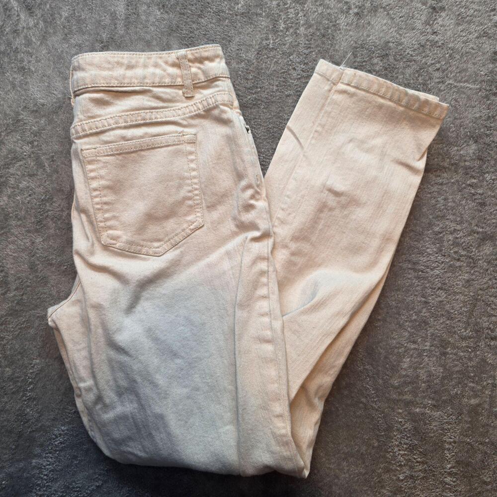 Coldwater Creek Straight Jeans Womens Petites 6P Beige Light Wash Stretch Denim